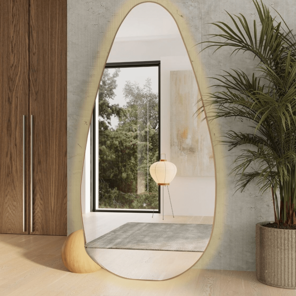 Espelho Mônaco Orgânico Grande Com Led Amarelo ou Branco Bivolt + Fonte Brinde