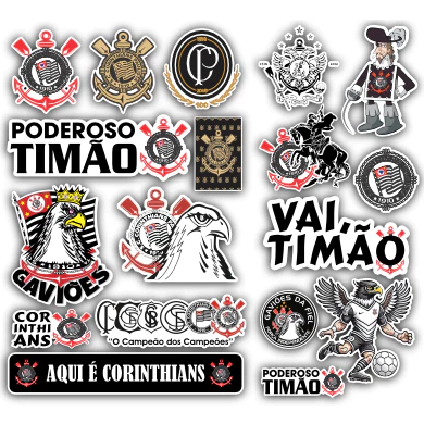 Corinthians Adesivos Cartela Poderoso Timão 15 unidades M64 em Oferta na Shopee