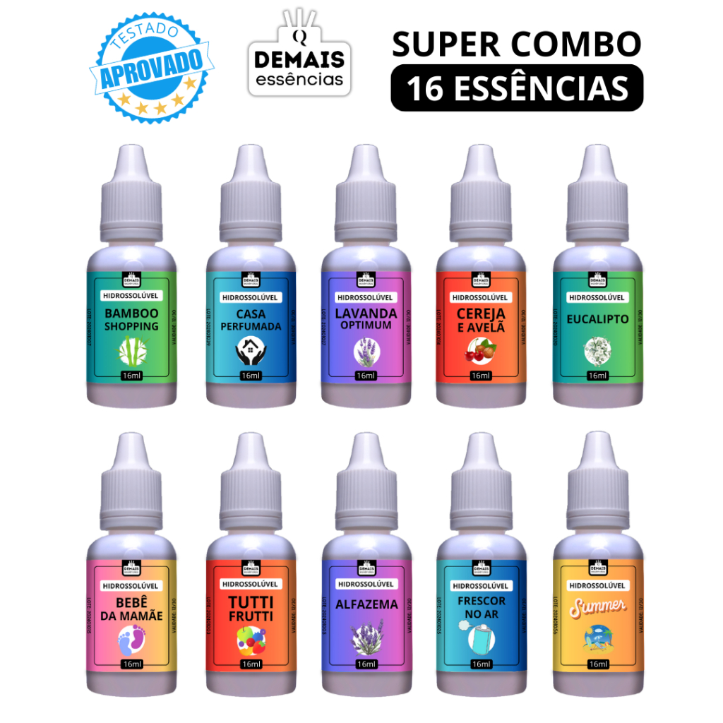 Essências Para Umidificador e Difusor Ambiente 01 a 16 Unidades 16ml - Diversas Fragrâncias