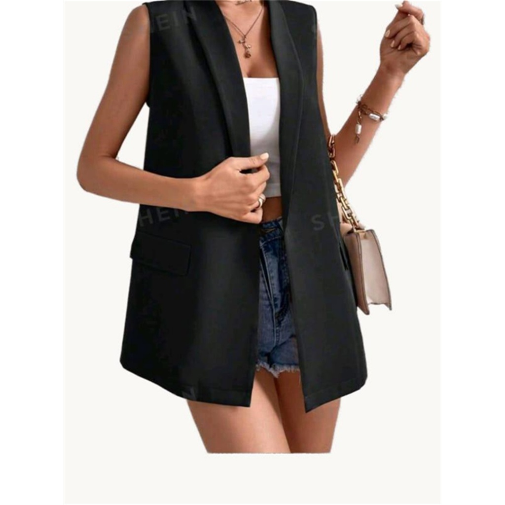 Blazer Colete Casual Feminina com colarinho aba