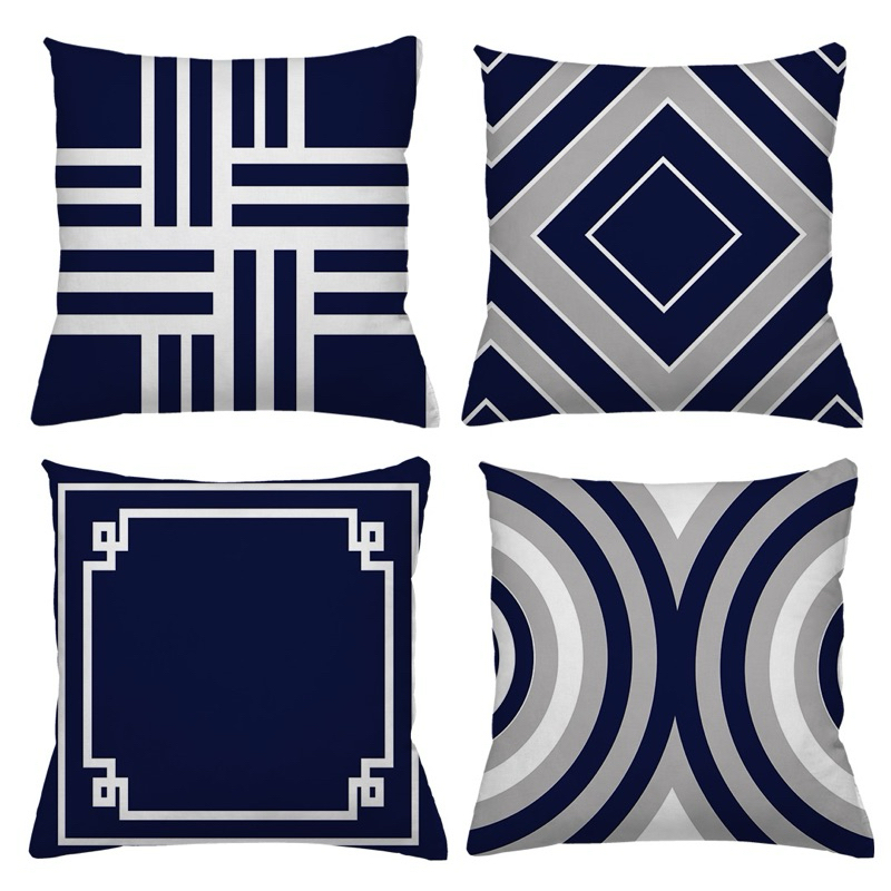 KIT 4 CAPAS DE ALMOFADAS IDEAL PARA DECORAÇÃO , FORMAS GEOMETRICAS, AZUL - TAMANHO 45X45 em Oferta na Shopee