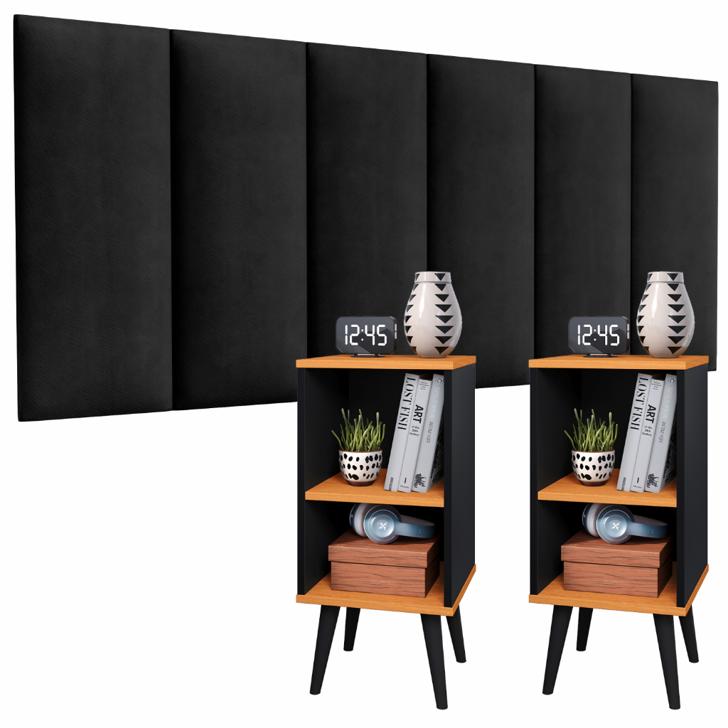 Cabeceira para cama 1.40 metros Com Kit de Mesa de Cabeceira Nicho Criado Retro Charme varias cores