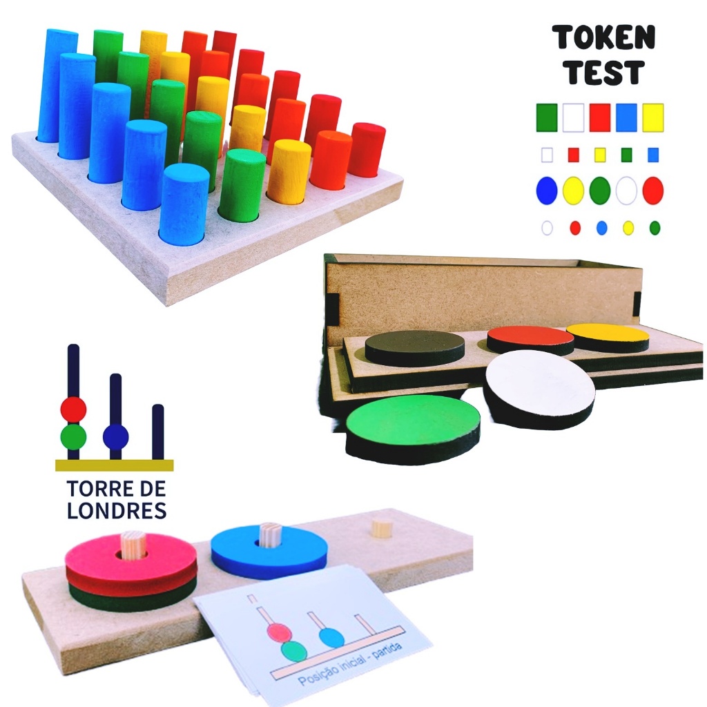 KIT ENCAIXE PINOS TESTE TOKEN E TORRE DE LONDRES BRIQNUED PEDAGOGICO EDUCATIVO INFANTIL