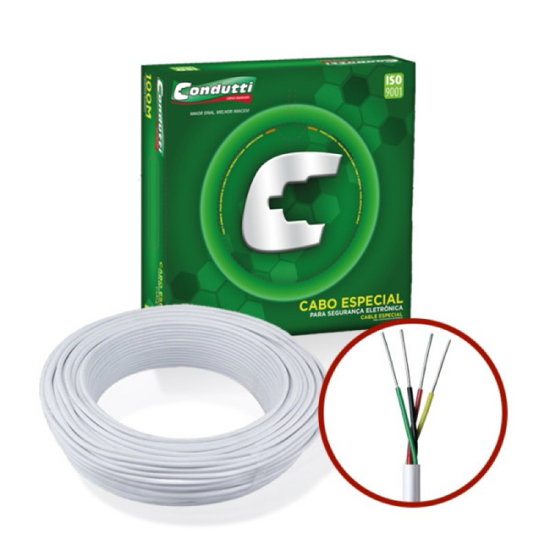 Cabo 4 vias Para Instalações de Alarme e Interfone Condutti 20 a 90 Metros