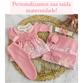 Kit Saída de Maternidade Feminina: Vestido de Tricô para Recém-Nascido (0-2 Meses) em Oferta na Shopee