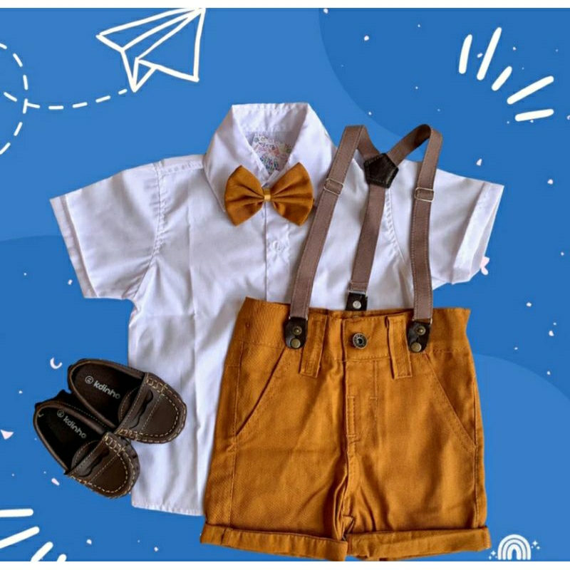 conjunto social marrom Tam 1 a 4 anos nao inclui sapatinho