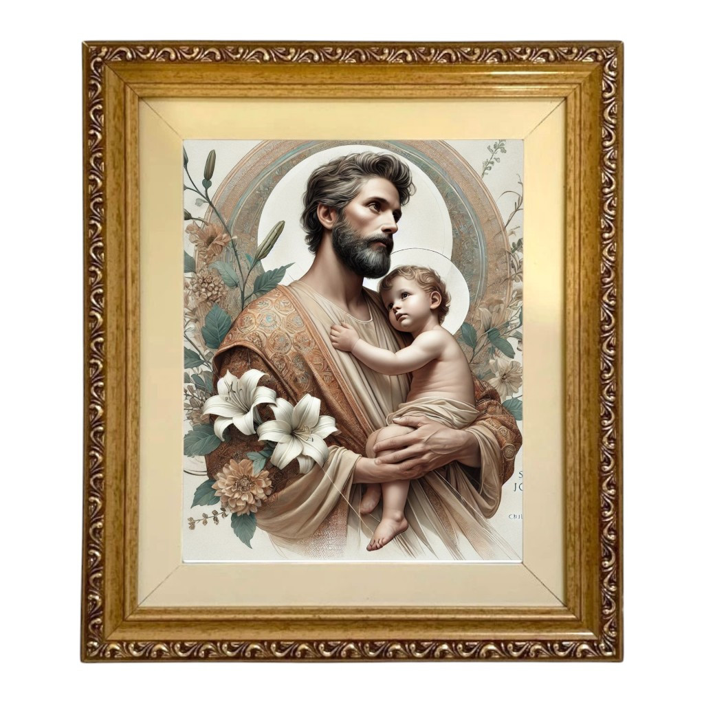 Quadro Parede Luxo São José Moldura Protetor Vidro francisco expedito antonio vicente miguel paulo pedro lucas santo
