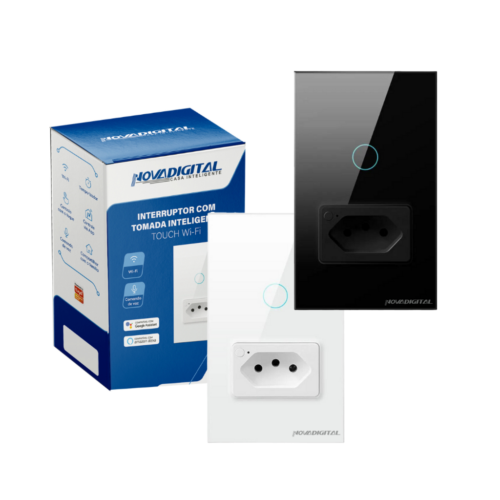 Interruptor Inteligente Wifi 1 Botão Touch Tomada 20a Alexa Google Tuya Automação Residencial App