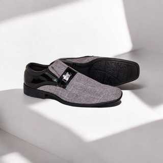 Sapato Masculino Social Bico Fino It. Cinza Estilo Verão 25 Leve e Confortado ideal casamento e festa