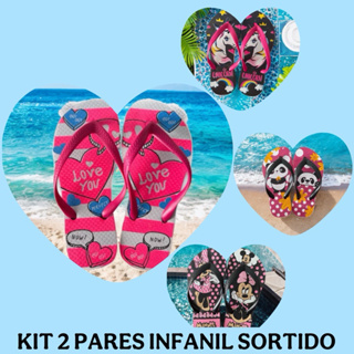 kit 2 pares Infantil meninA sortidos chinelo em Oferta na Shopee