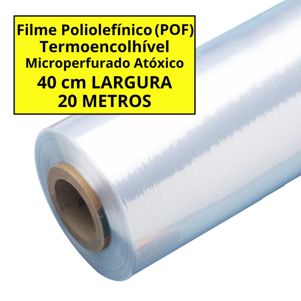 Bobina Filme Poliolefinico (POF) Termoencolhível 40 cm - 20 metros FOLHA DUPLA