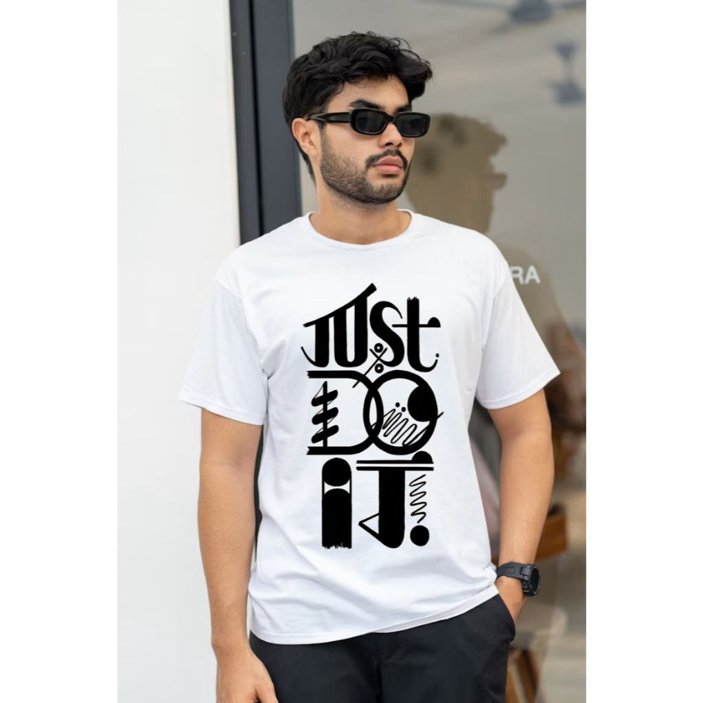Camiseta moda masculina Estampada Just do it Camiseta 100% algodão Fio 30.1 muito confortável tendencia