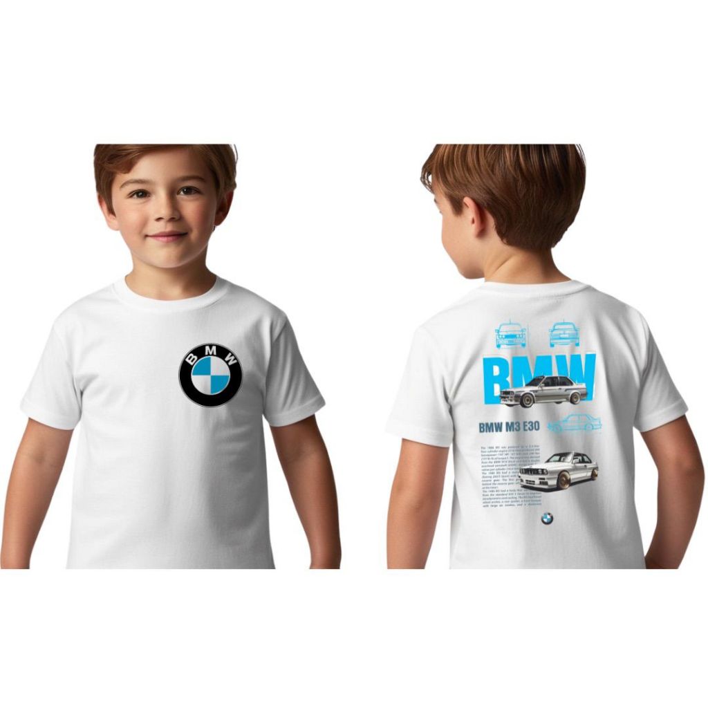 Camiseta Unissex Frente E Verso BMW Carro BMW M3 Adulto Infantil Plus Size