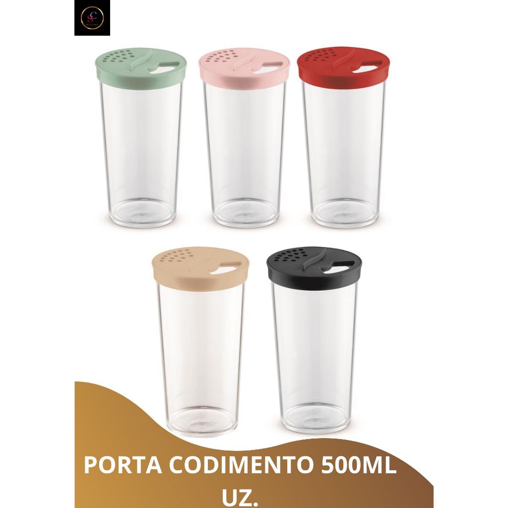 Farinheiro Grande 500grs Porta Condimentos Pote Plástico Acrílico Uz