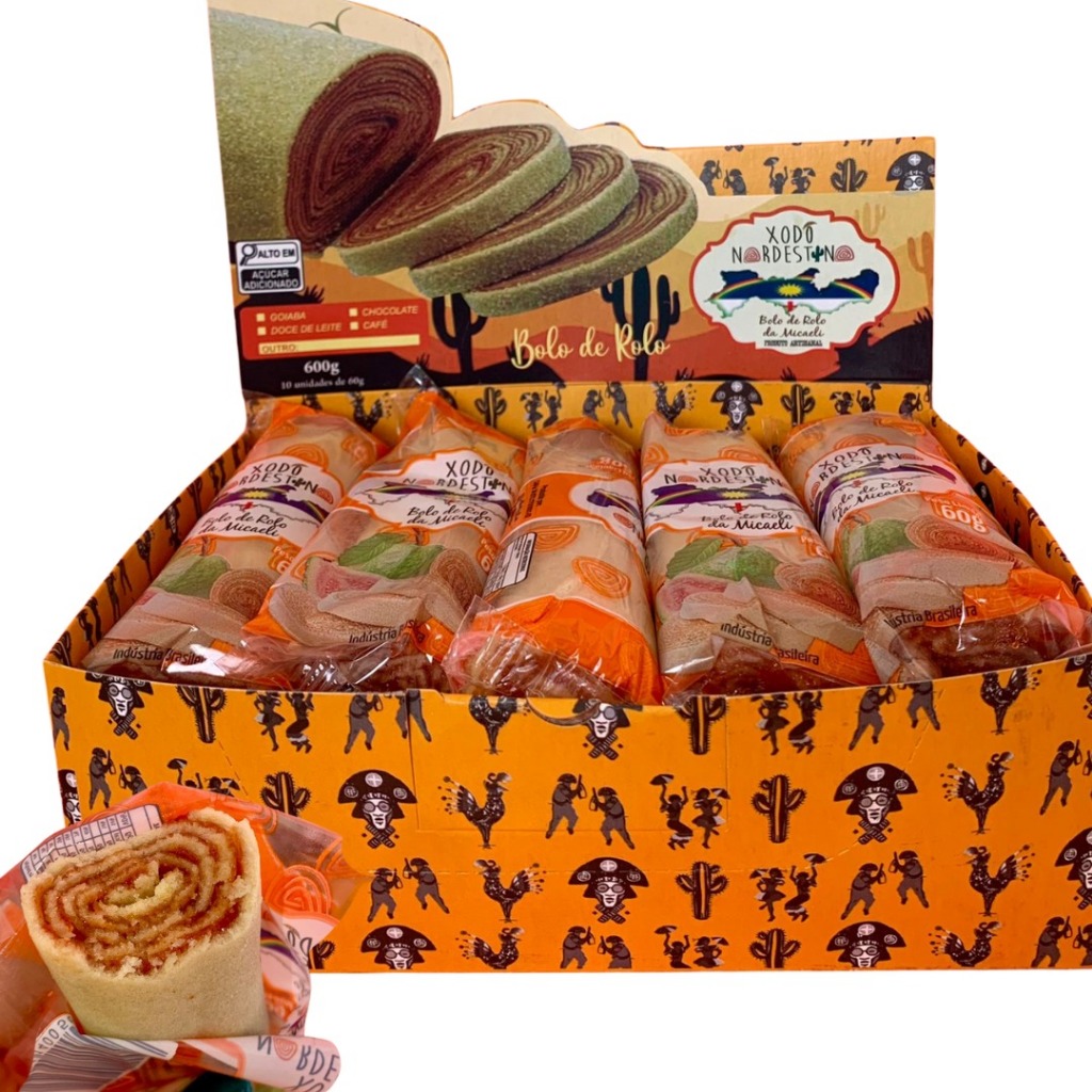 Bolo de Rolo de Goiabada - 60g (caixa com 10 unidades) em Oferta na Shopee