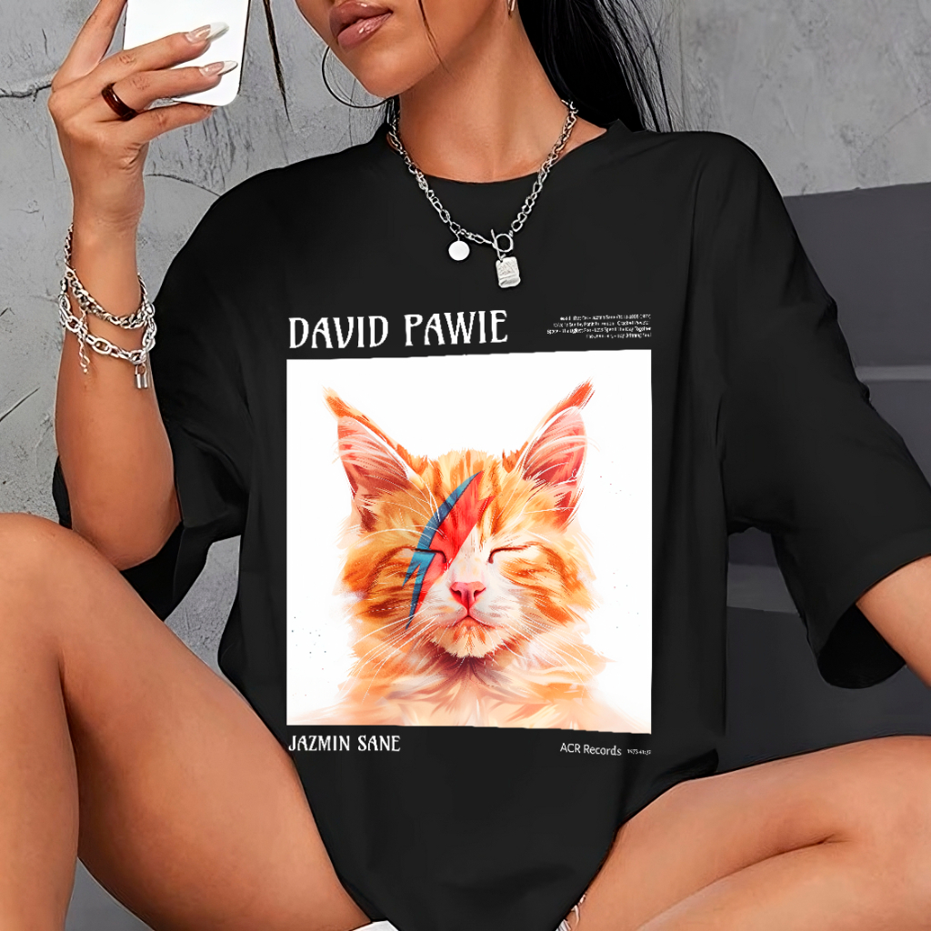 Camiseta David Bowie - Gatinho David Pawie - Rock tshirt