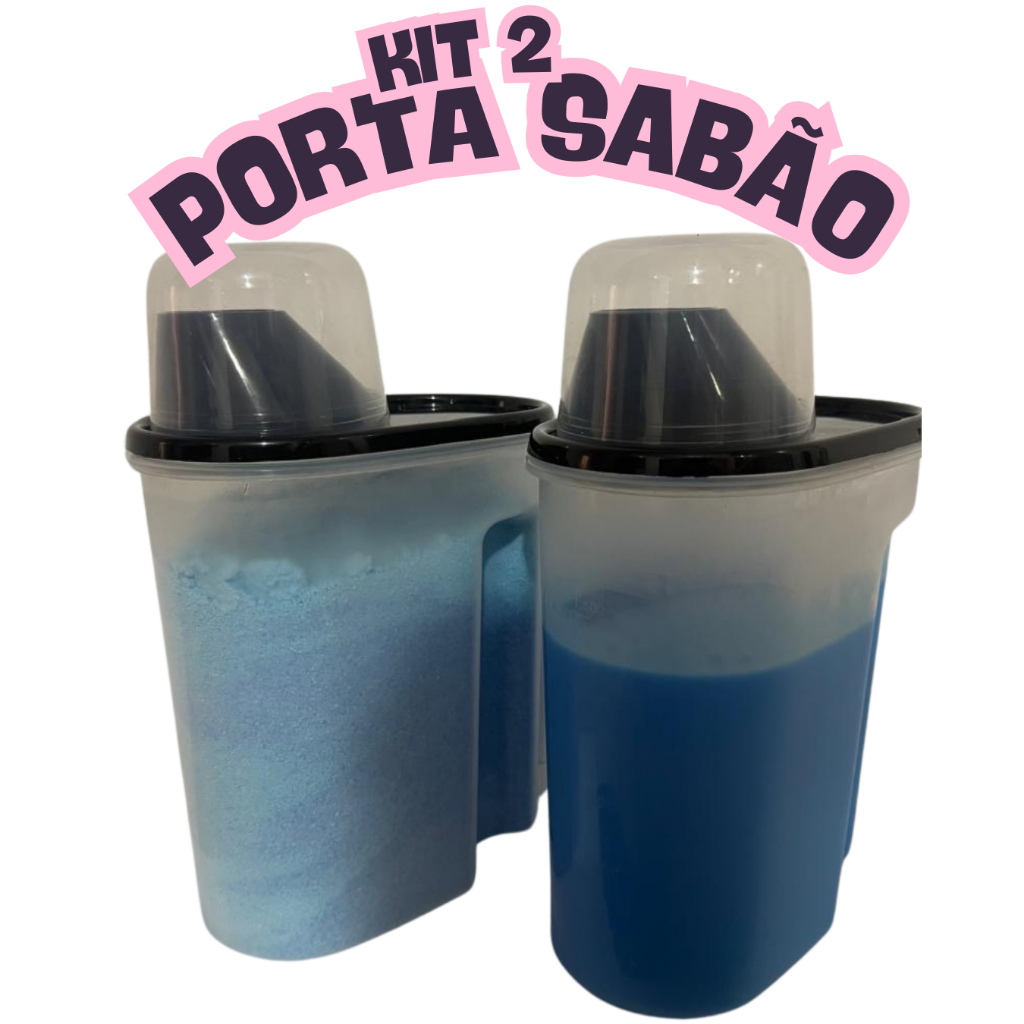 Kit 2 Porta Sabão em Pó Liquido e Amaciante 1700ml com Copo de Medida Capacidade para 1kg ...