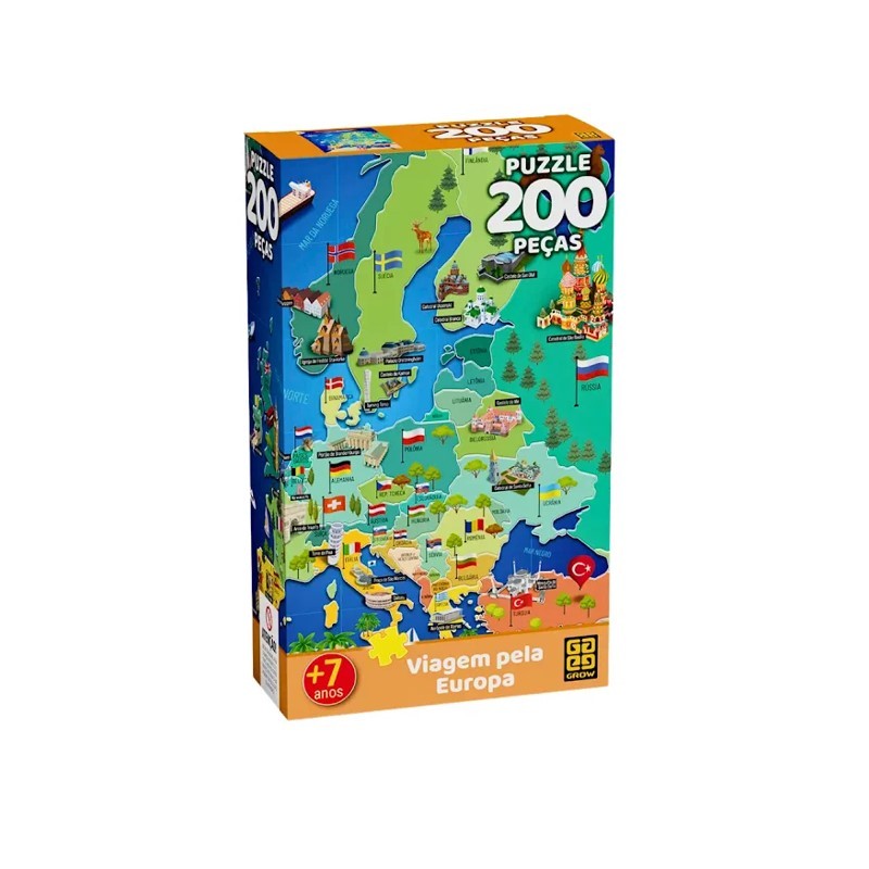 Quebra Cabeça 200 Peças Viagem Pela Europa - Grow em Oferta na Shopee