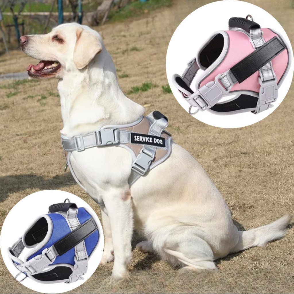 Coleira Peitoral Reforçado Refletivo Ajustável Com Alça Emborrachada Para Cachorros Grande, Médio e Pequeno LR-0310 em Oferta na Shopee