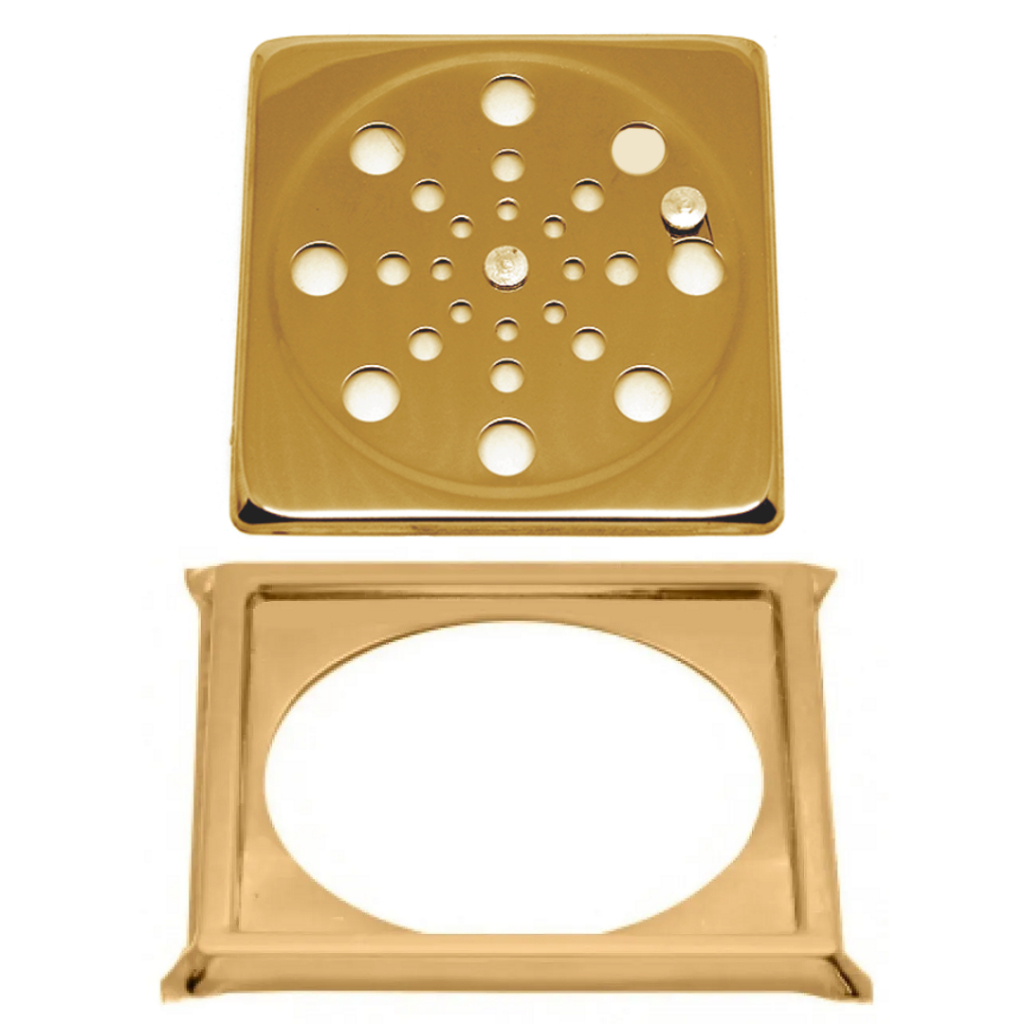 Tampa P/ Ralo Grelha Quadrado 10cm Abre/ Fecha - DOURADO