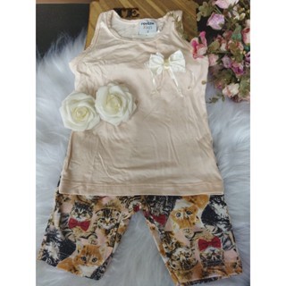 Conjunto Infantil Feminino Blusa Regata com Bermuda Ciclista Estampada - Rovitex - Tam 2  SKU principal: 3762266171 ID d