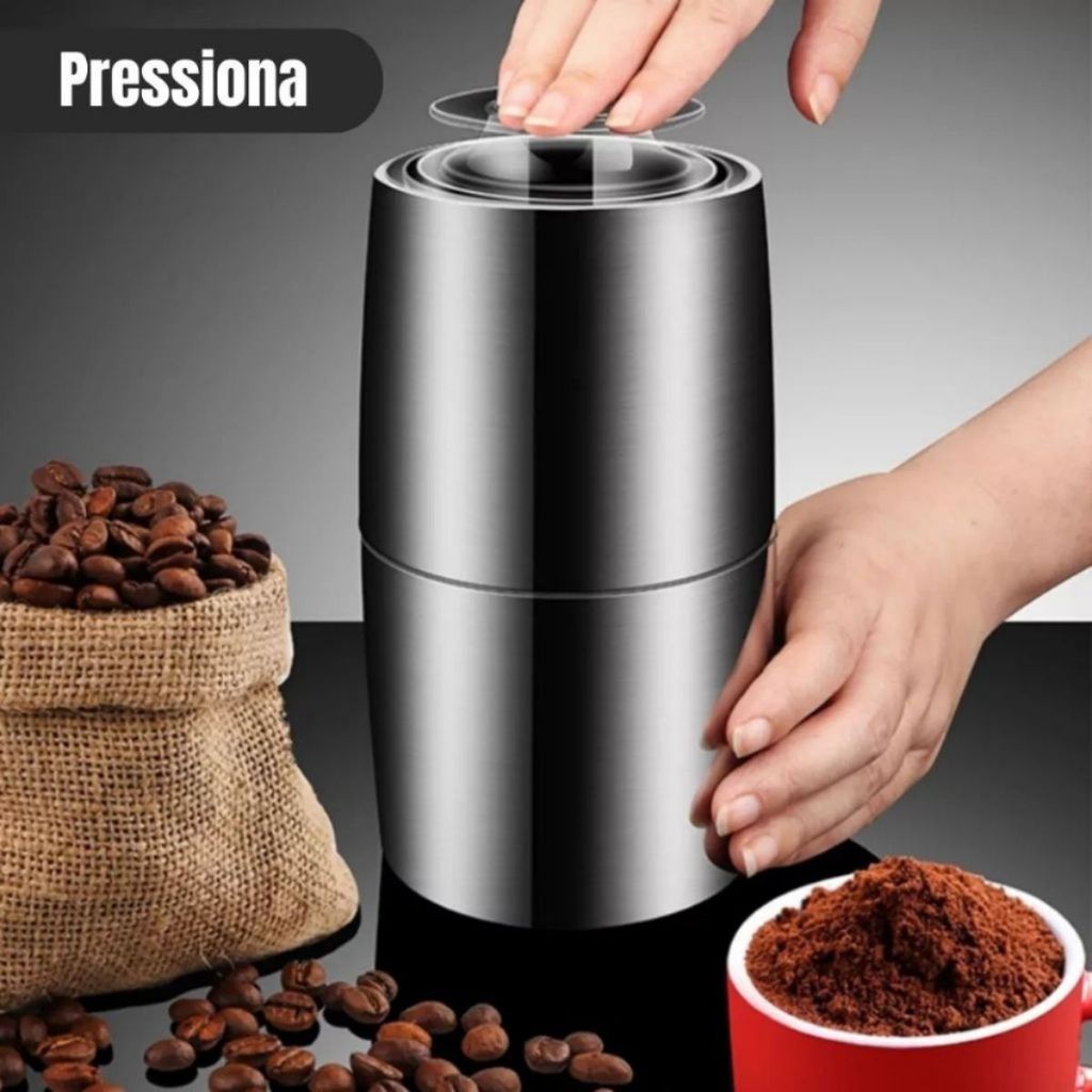 Imagem Moedor De Café Elétrico Aço Inox Triturador De Grãos 110V Portátil
