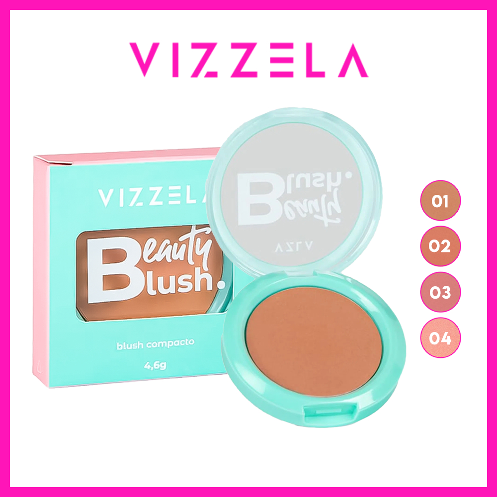 Vizzela Beauty Blush Compacto com Vitamina E 4,6g (Esfume bem o blush para obter um efeito natural) em Oferta na Shopee