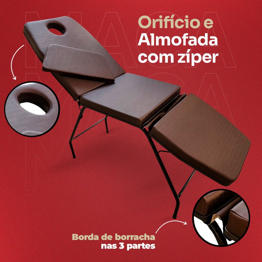 Maca 3 Posições Premium com Respirador para Estética Massagem Depilação Tatuagem Micropigmentação Cílios Profissional