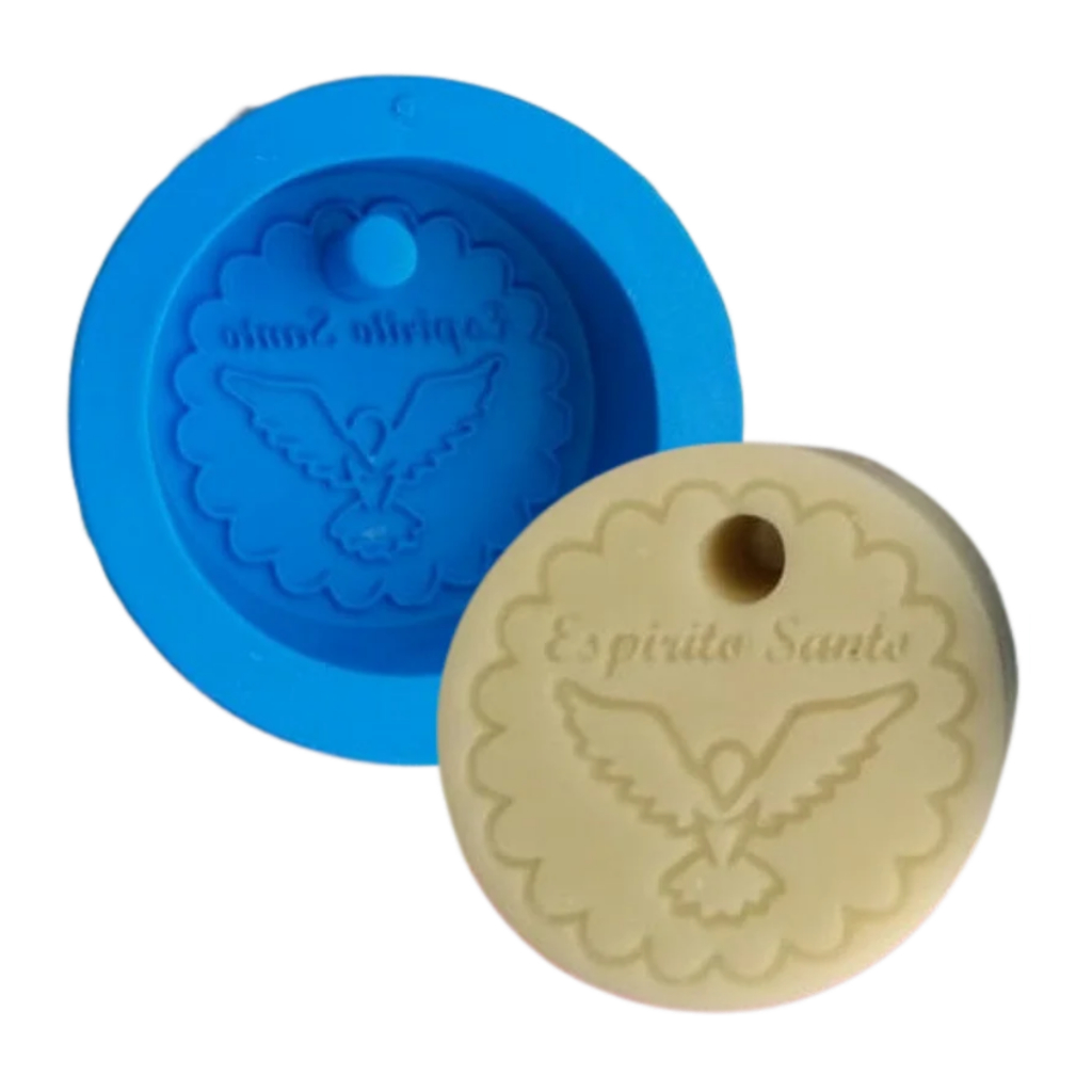 Forma Molde Silicone Sabonete Vela Biscuit Resina - Pingente Espirito Santo