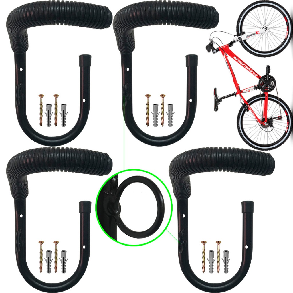 Kit 4 Gancho Suporte Bike Parede Pendurar Bicicleta Vertical