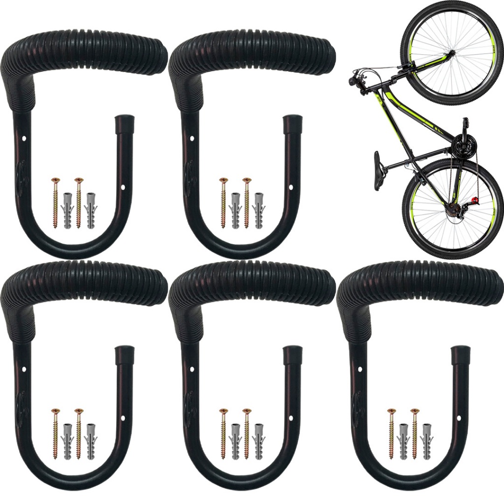 Kit 5 Gancho Suporte Bike Parede Pendurar Bicicleta Vertical