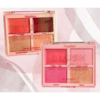 Kit 2 paletas de Blush E Iluminador Blush Shine - Ruby Rose em Oferta na Shopee