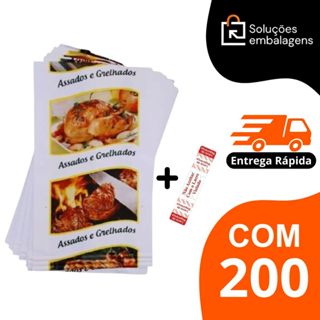 Embalagem Saco Termico Frango Assado Carne Com Barreira Gordura 200 Un + Lacre de segurança em Oferta na Shopee