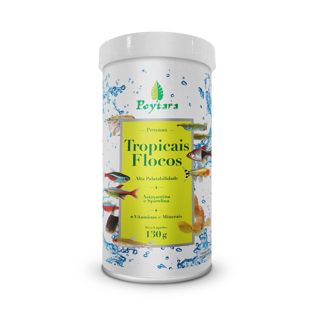 Alimento Poytara para Peixes Tropicais Flocos 130g
