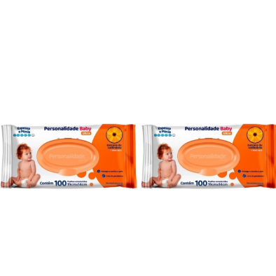 Kit 2 Toalhas Umedecidas Personalidade Baby Ultra 100 Unidades C/ Pacote