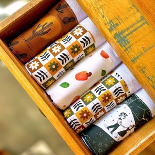 Pano de Prato Barrado Kit 5 Unidades Tricoline 100% Algodão com Saquinho Presenteável Ceci Petit Home em Oferta na Shopee