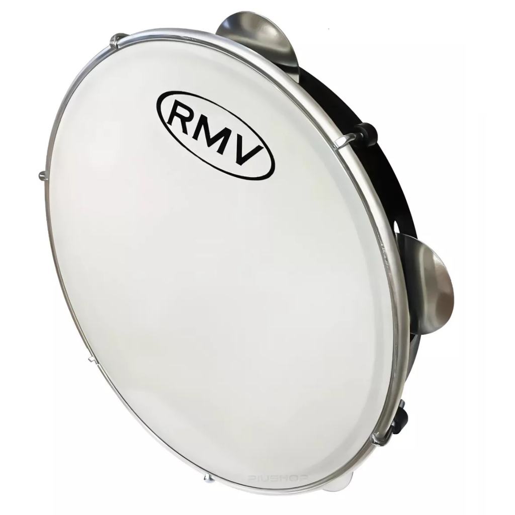 Pandeiro RMV 10 polegadas preto com pele leitosa