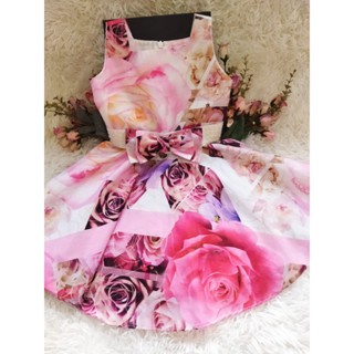 Vestido Infantil Feminino, Modelo Regata Festa Estampado, Tam: 02, Marca: Bamdollina