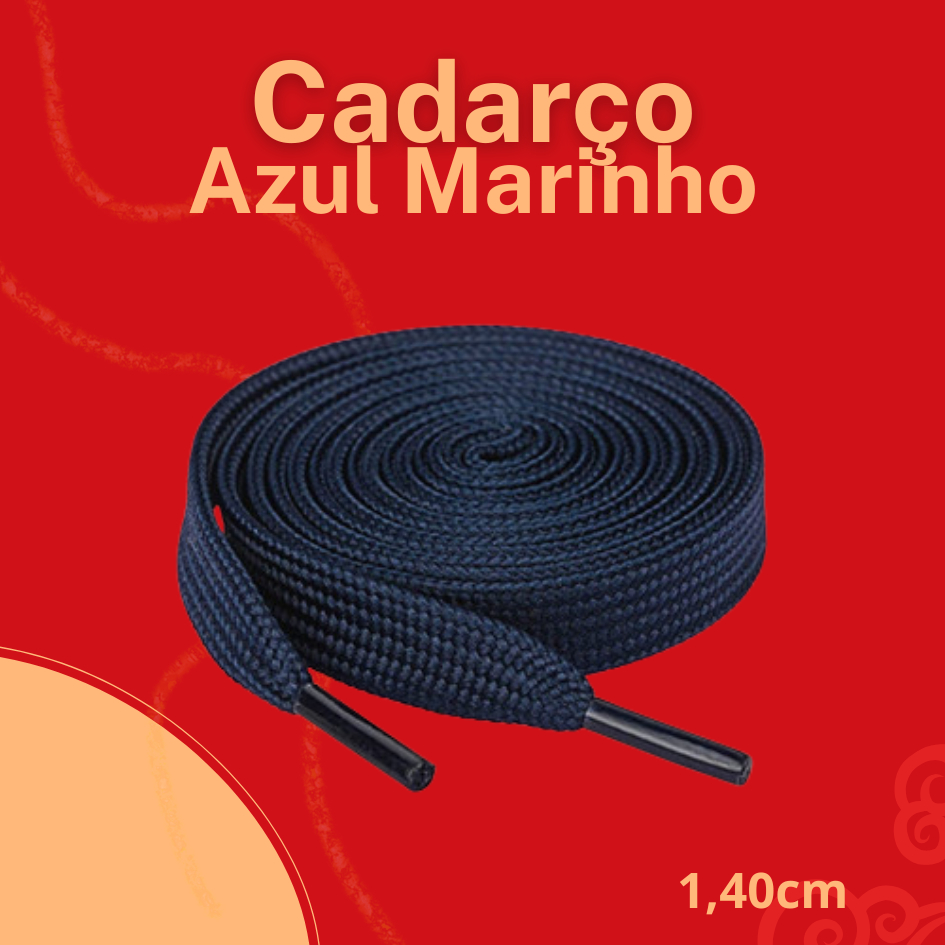 Par de Cadarço Atacador Chato Poliéster Importado Universal 1,40 Azul Marinho