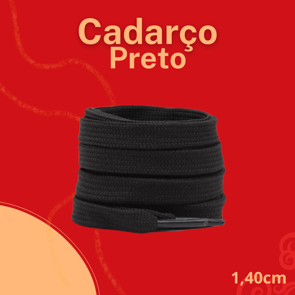 Par Cadarço Chato Tradicional Tênis 1,20mt Preto