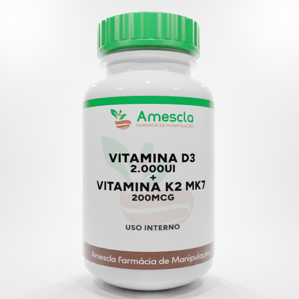 Vitamina D3 2.000ui + Vitamina K2 MK7 200mcg Com 60 ou 120 Cápsulas em Oferta na Shopee