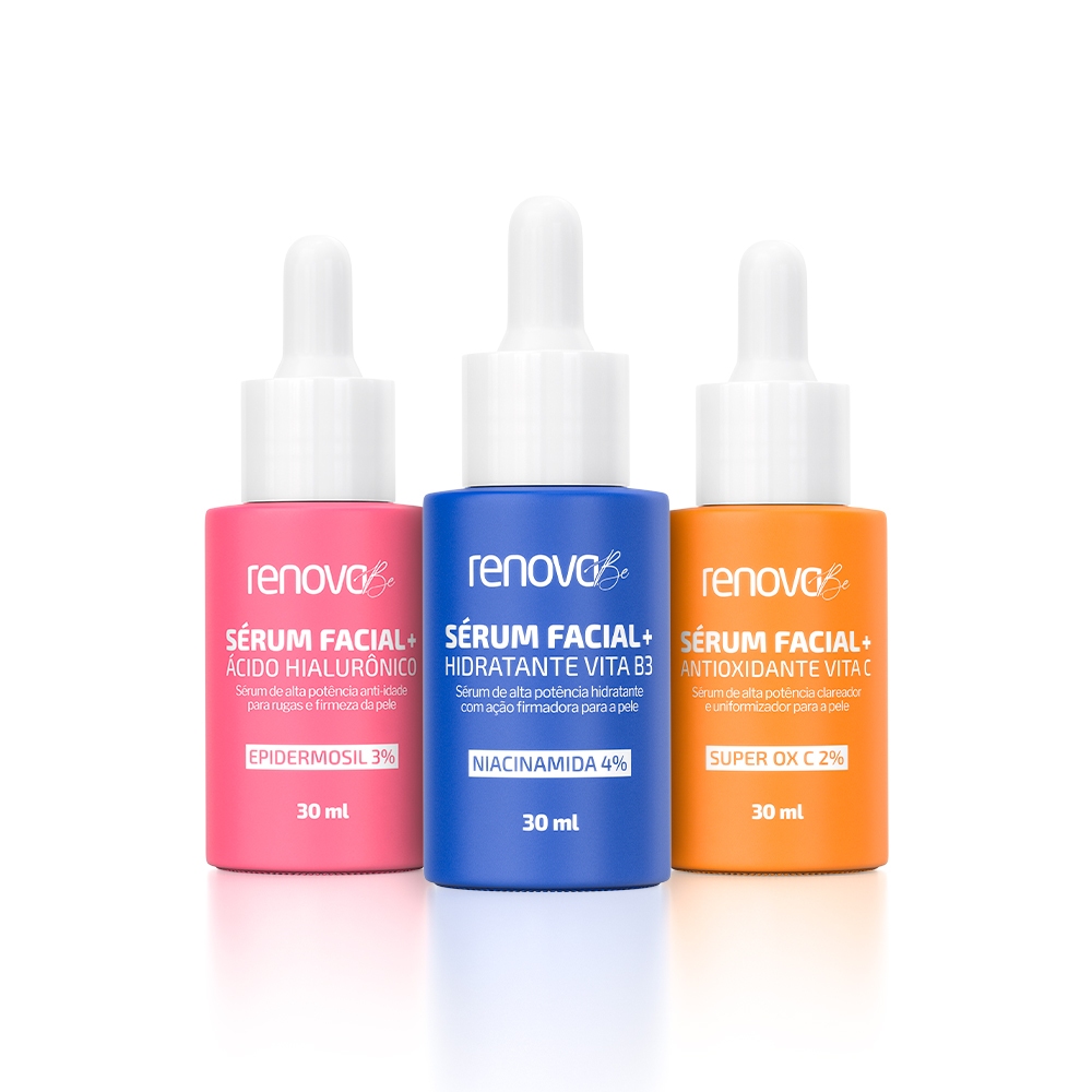 3 Séruns - Ácido Hialurônico, Vita C e Vita B3 - Renova Be em Oferta na Shopee