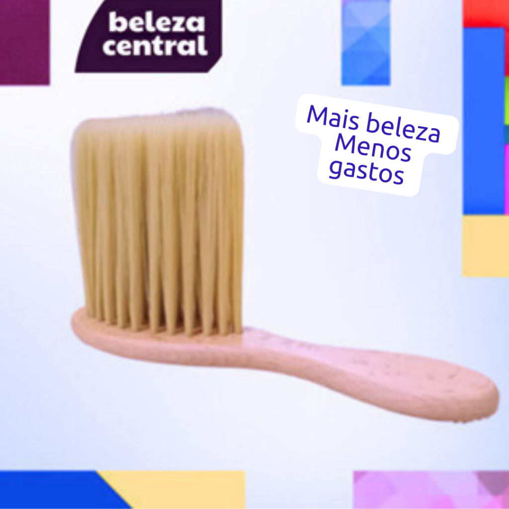 Espanador Barbeiro Barbearia Madeira Cerdas Firmes e Macias Cabo Madeira