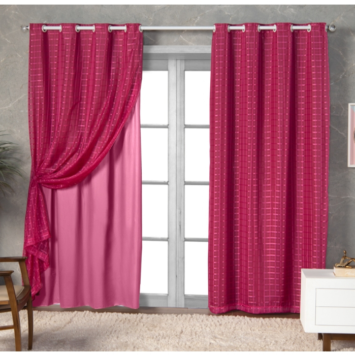 Cortina PINK Blackout Com Voil Xadrez Corta Luz Para Sala e Quarto Varios Tamnahos em Oferta na Shopee