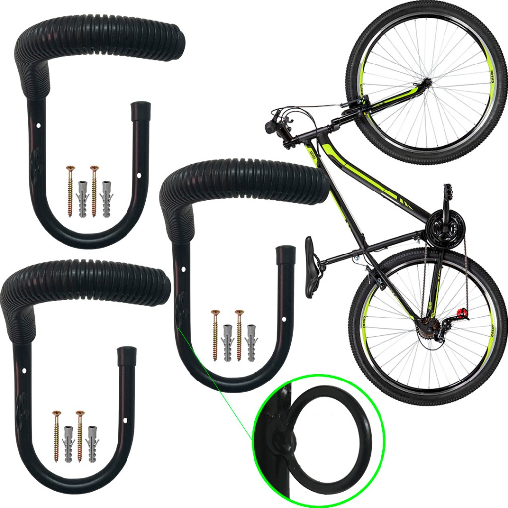 Kit 3 Gancho Suporte Bike Parede Pendurar Bicicleta Vertical