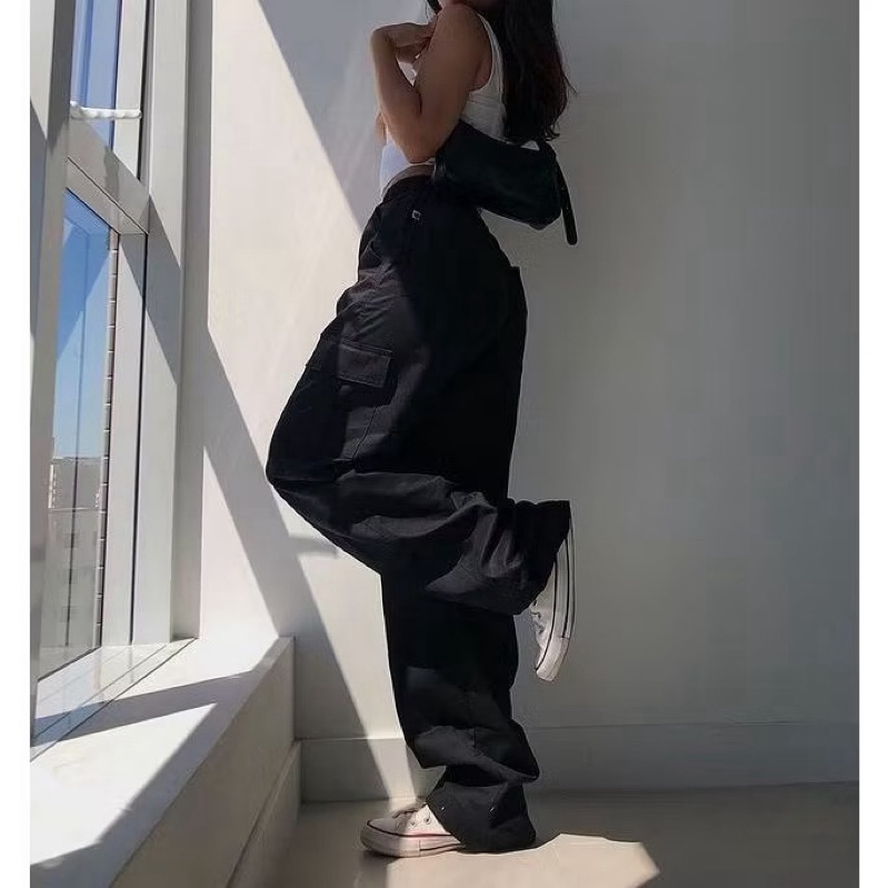 Calca Cargo unissex Sarja boca Larga Com Bolsos,solto,aconchegante, em Oferta na Shopee