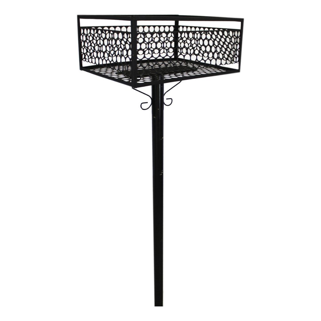 Lixeira Aço Quadrada Tela Moeda De Chão Para Calçada Com Pedestal Preta