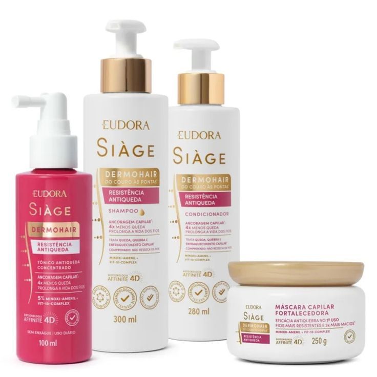 Combo Siàge Dermohair  Antiqueda (4 itens) Shampoo + Condicionador + Máscara + Tônico