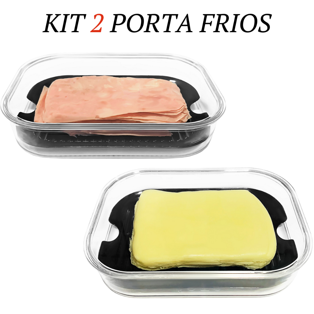 Kit de 2 Porta frios Embutidos Geladeira com Escorredor Resistente