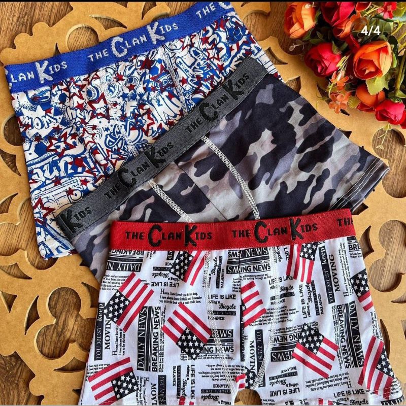 KIT 10 CUECAS BOXER INFATIL ESTAMPADAS